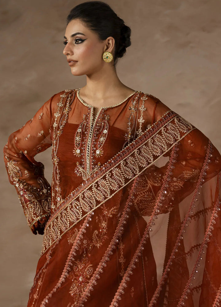 Eblouir by Imran Ramzan Embroidered Organza Suits Unstitched 3 Piece IR25EB Rouge Envoutant - Festive Collection