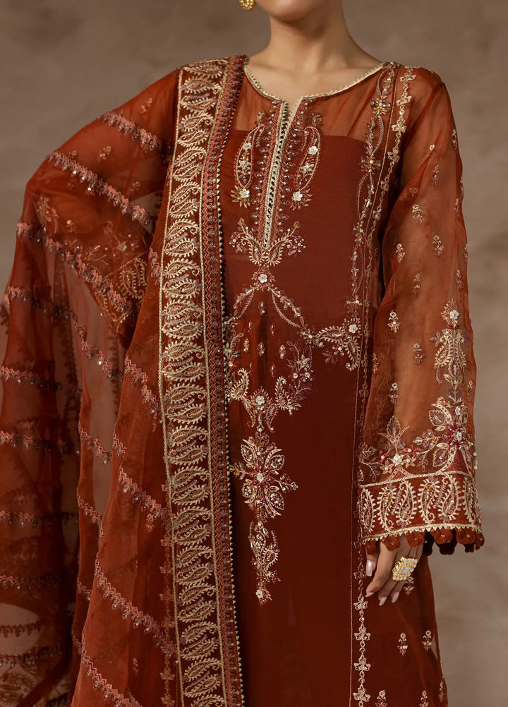 Eblouir by Imran Ramzan Embroidered Organza Suits Unstitched 3 Piece IR25EB Rouge Envoutant - Festive Collection
