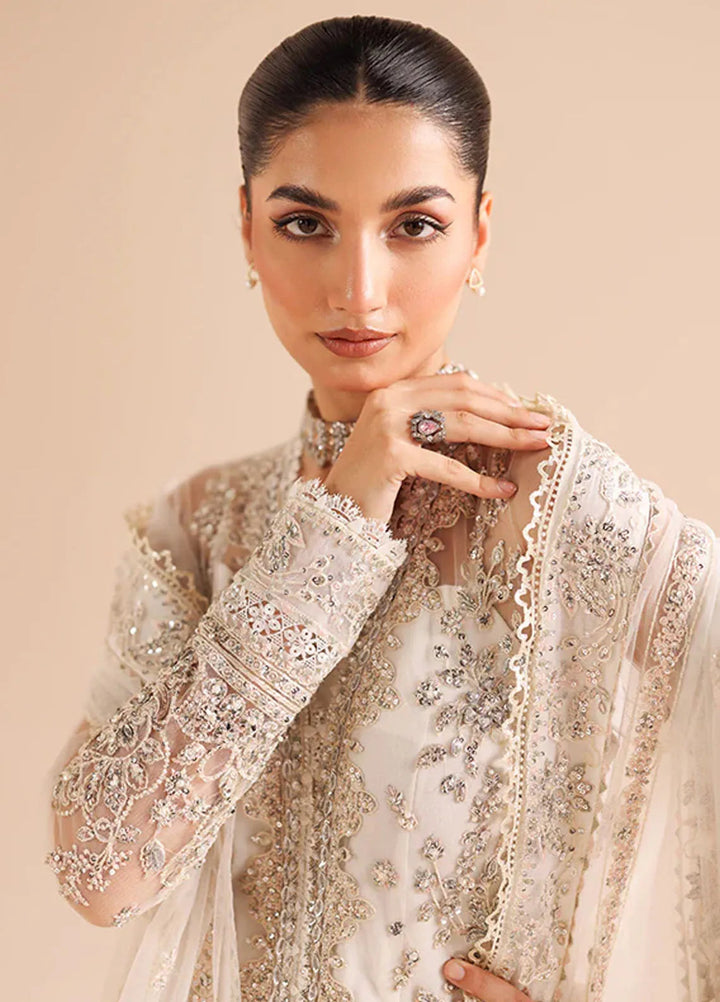 Edel by Saffron Embroidered Organza Suit Unstitched 3 Piece SFR24E D-03 Glided Frost - Formal Collection