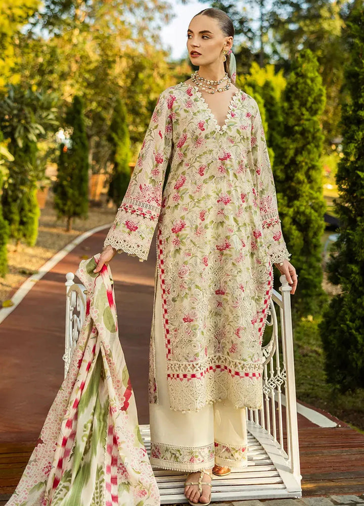 Elaf Chikankari Lawn Suits Unstitched 3 Piece EF25PC ELK-02B Sweet Greens - Summer Collection