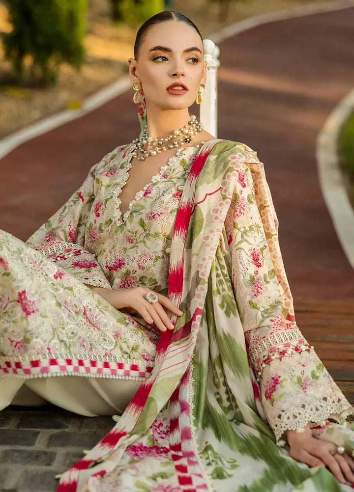 Elaf Chikankari Lawn Suits Unstitched 3 Piece EF25PC ELK-02B Sweet Greens - Summer Collection