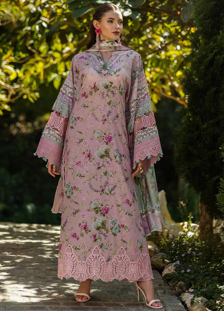 Elaf Chikankari Lawn Suits Unstitched 3 Piece EF25PC ELK-03B Princess Rose - Summer Collection