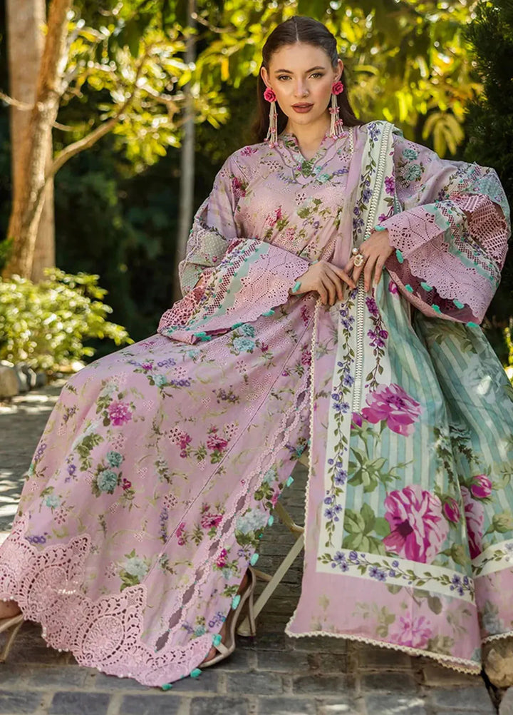 Elaf Chikankari Lawn Suits Unstitched 3 Piece EF25PC ELK-03B Princess Rose - Summer Collection