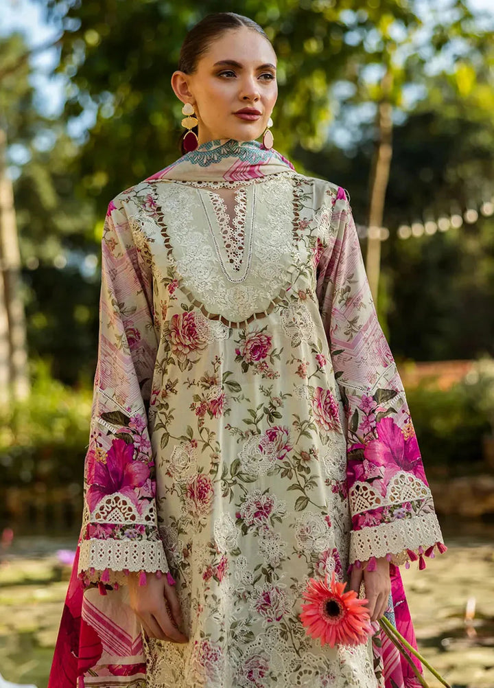 Elaf Chikankari Lawn Suits Unstitched 3 Piece EF25PC ELK-06B Roses and Whites - Summer Collection