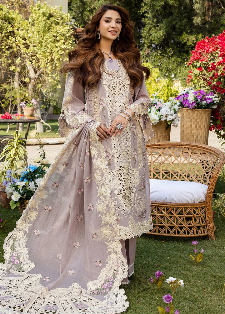 Elaf Embroidered Lawn Suit Unstitched 3 Piece EF25LL ELM-01 A Raha - Summer Collection