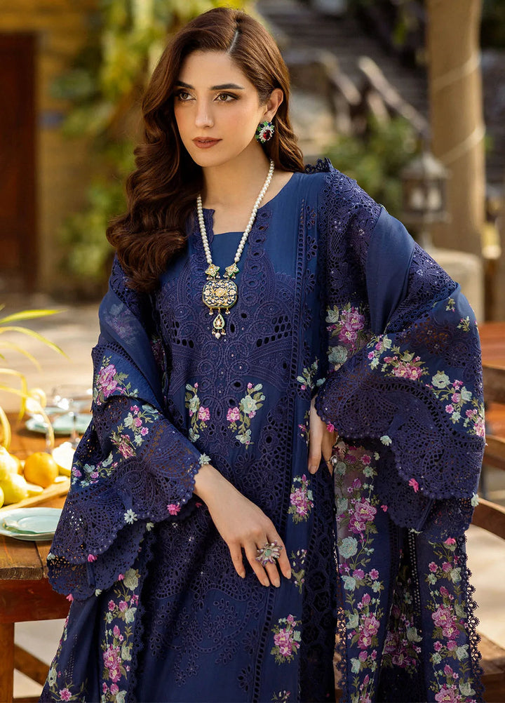Elaf Embroidered Lawn Suit Unstitched 3 Piece EF25LL ELM-06 Neelam - Summer Collection