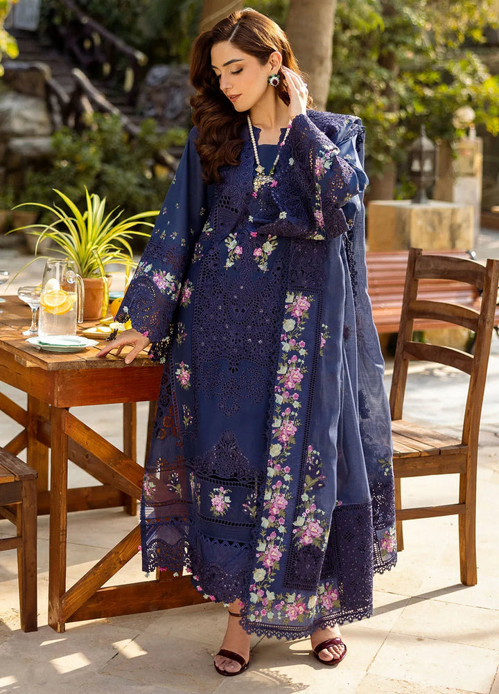 Elaf Embroidered Lawn Suit Unstitched 3 Piece EF25LL ELM-06 Neelam - Summer Collection