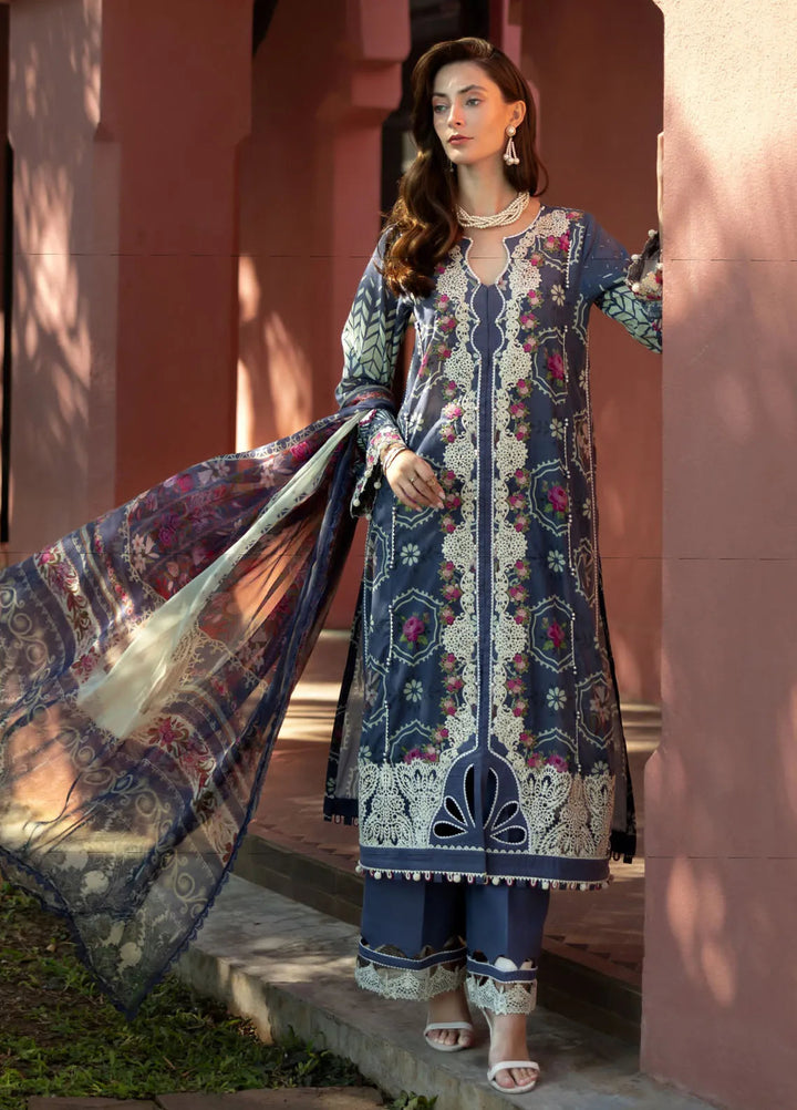 Elaf Embroidered Lawn Suits Unstitched 3 Piece EL25SL ETS-04A - Summer Collection