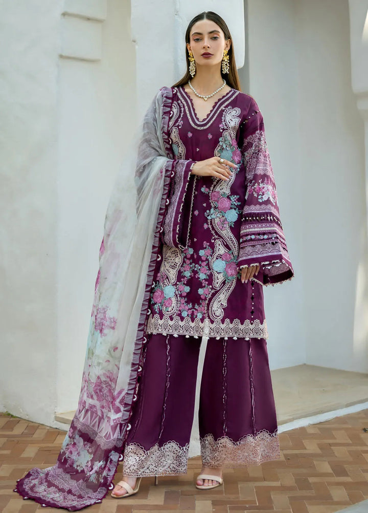 Elaf Embroidered Lawn Suits Unstitched 3 Piece EL25SL ETS-06B - Summer Collection