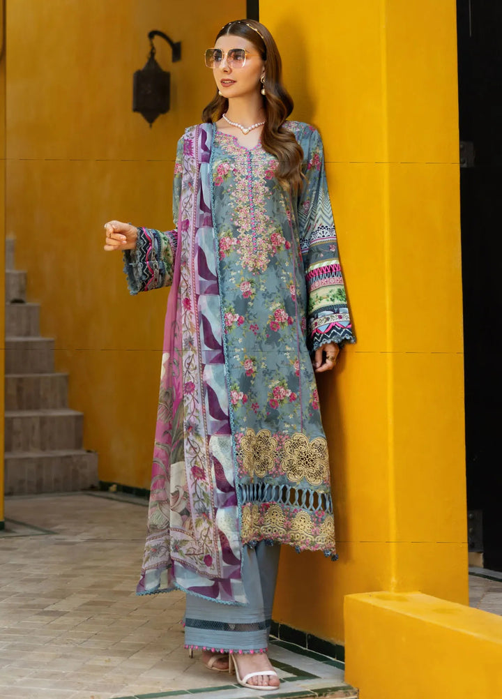 Elaf Embroidered Lawn Suits Unstitched 3 Piece EL25SL ETS-07B - Summer Collection