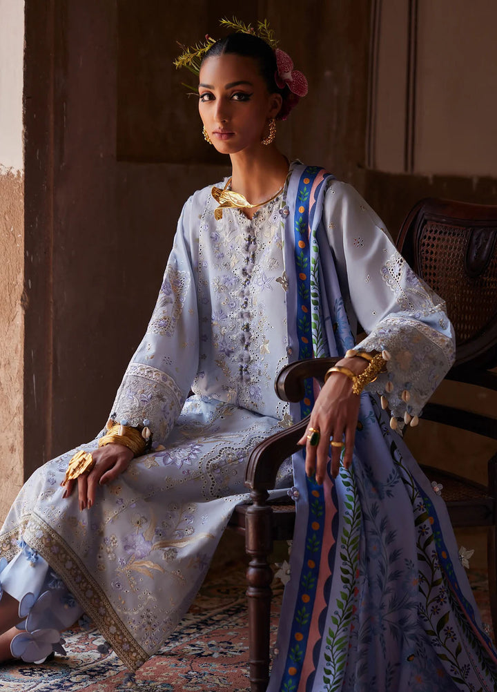 Elan Embroidered Lawn Suits Unstitched 3 Piece EL25LL EL25-01 B Serene - Luxury Collection