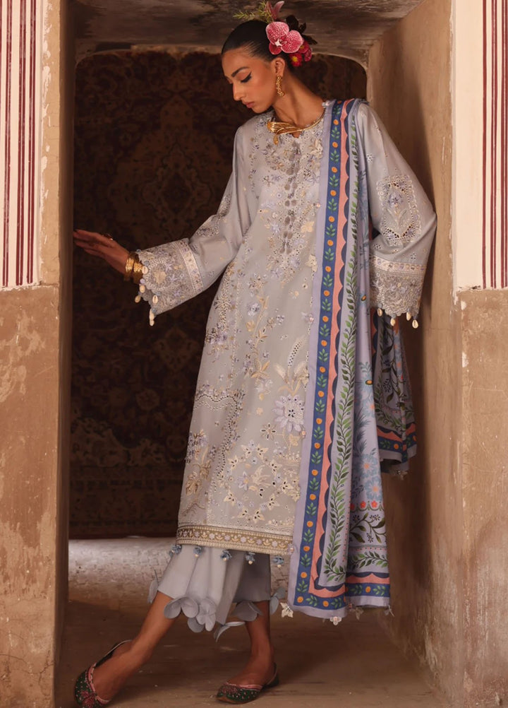 Elan Embroidered Lawn Suits Unstitched 3 Piece EL25LL EL25-01 B Serene - Luxury Collection