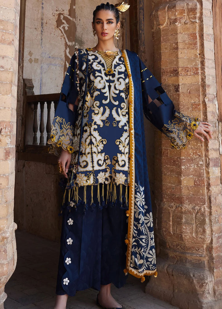 Elan Embroidered Lawn Suits Unstitched 3 Piece EL25LL EL25-03 B Solene - Luxury Collection