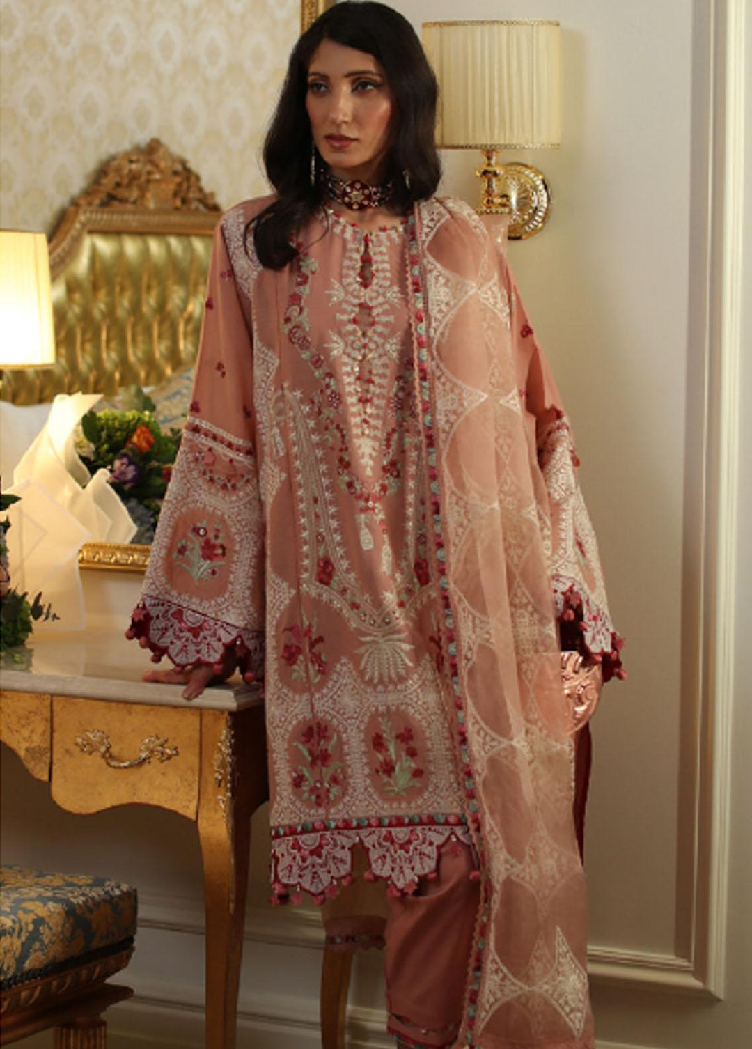 Elan Embroidered Lawn Suit Unstitched 3 Piece EL22S EL22-01A LARA - Summer Collection
