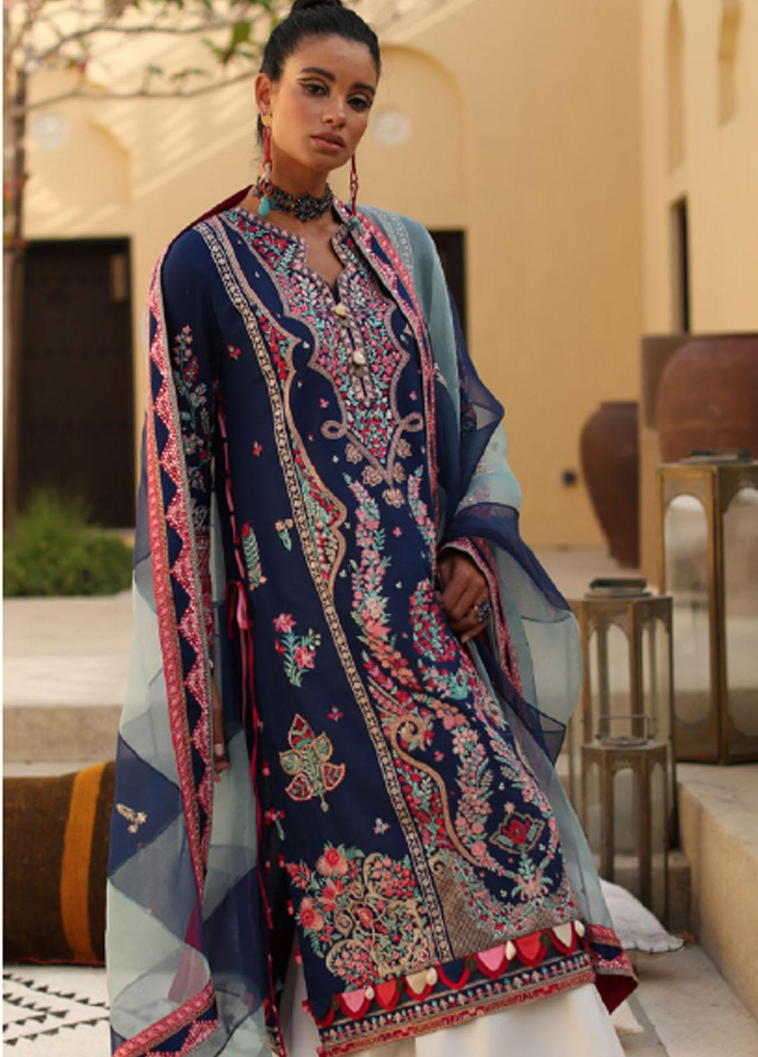 Elan Embroidered Lawn Suit Unstitched 3 Piece EL22S EL22-06B ELNAZ - Summer Collection
