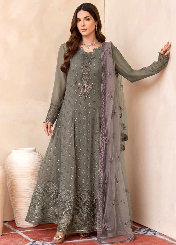 Elnaz By Flossie Embroidered Chiffon Suits Unstitched 3 Piece FS23EZ E-106 Desert Palm - Festive Collection