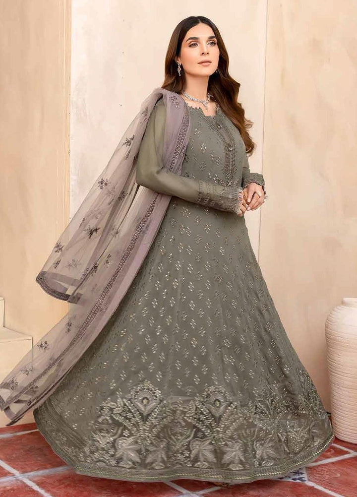 Elnaz By Flossie Embroidered Chiffon Suits Unstitched 3 Piece FS23EZ E-106 Desert Palm - Festive Collection