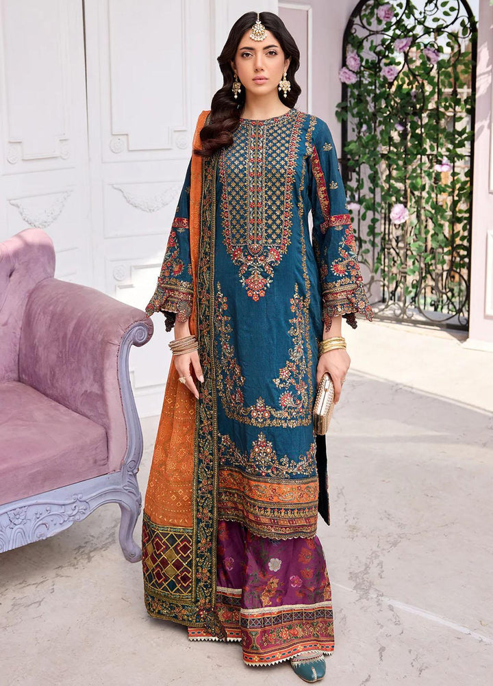 Emaan Adeel Embroidered Chiffon Suits Unstitched 3 Piece EA23FE FT-01 - Luxury Festive Collection