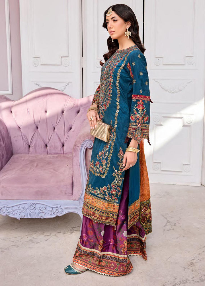 Emaan Adeel Embroidered Chiffon Suits Unstitched 3 Piece EA23FE FT-01 - Luxury Festive Collection