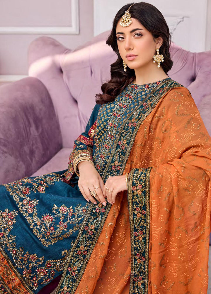 Emaan Adeel Embroidered Chiffon Suits Unstitched 3 Piece EA23FE FT-01 - Luxury Festive Collection