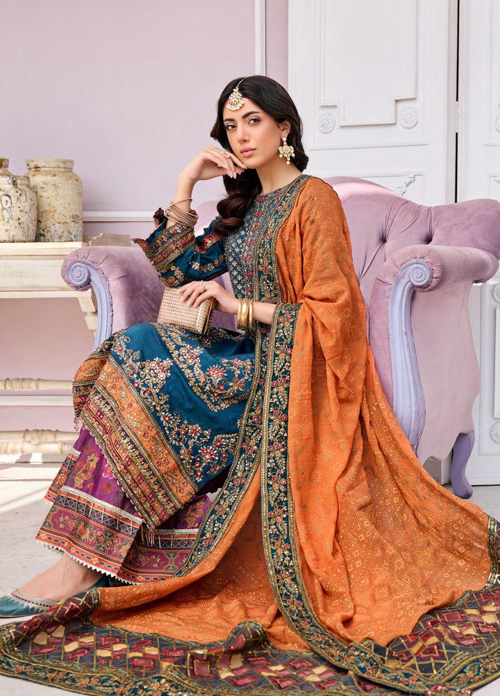 Emaan Adeel Embroidered Chiffon Suits Unstitched 3 Piece EA23FE FT-01 - Luxury Festive Collection