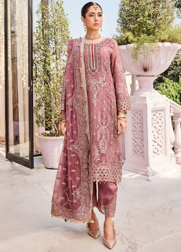 Emaan Adeel Embroidered Organza Suits Unstitched 3 Piece EA23FE FT-05 - Luxury Festive Collection