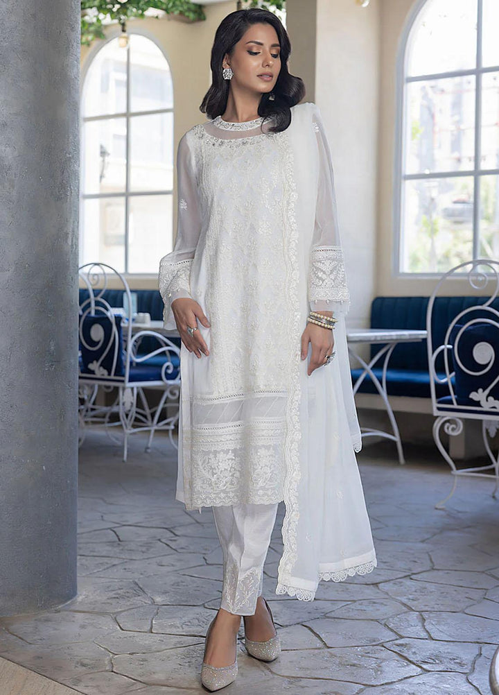 Ensembles By Azure Embroidered Chiffon Suits Unstitched 4 Piece AZU23ES Milky Moon - Festive Collection