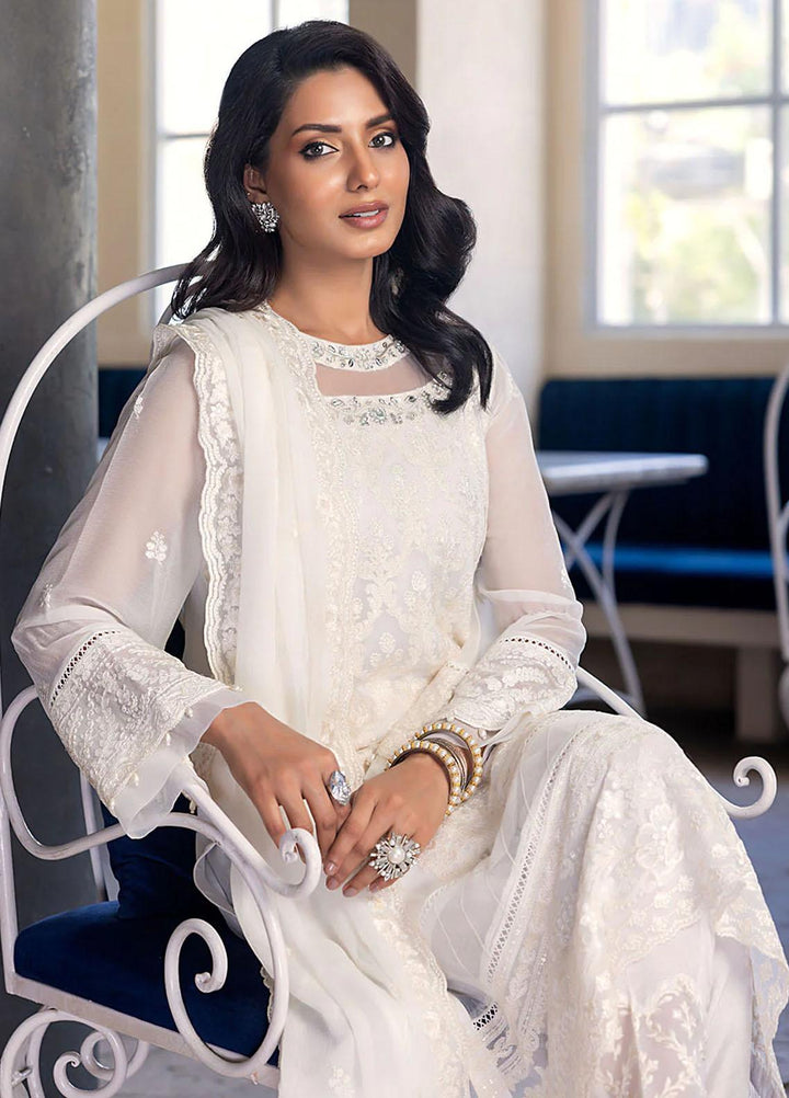Ensembles By Azure Embroidered Chiffon Suits Unstitched 4 Piece AZU23ES Milky Moon - Festive Collection