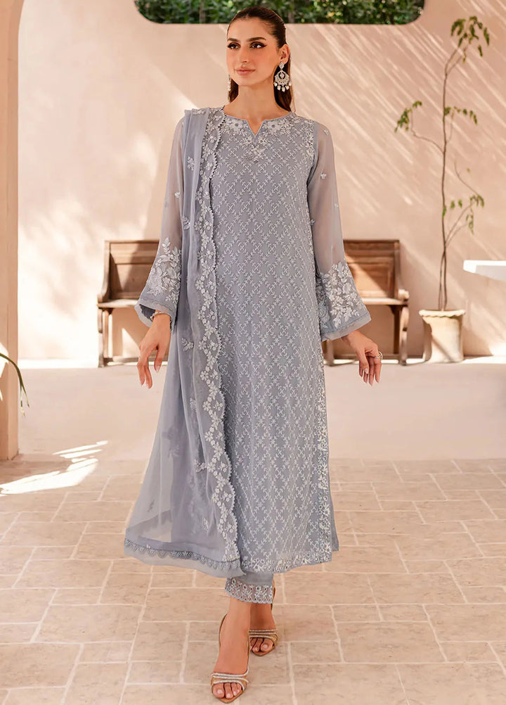 Ensembles By Azure  Embroidered Chiffon Suit Unstitched 4 Piece AZ24EF MWES-068 Moon Whisper - Festive Collection
