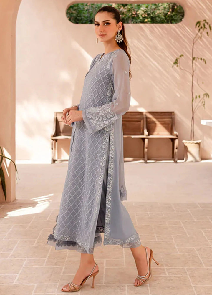 Ensembles By Azure  Embroidered Chiffon Suit Unstitched 4 Piece AZ24EF MWES-068 Moon Whisper - Festive Collection