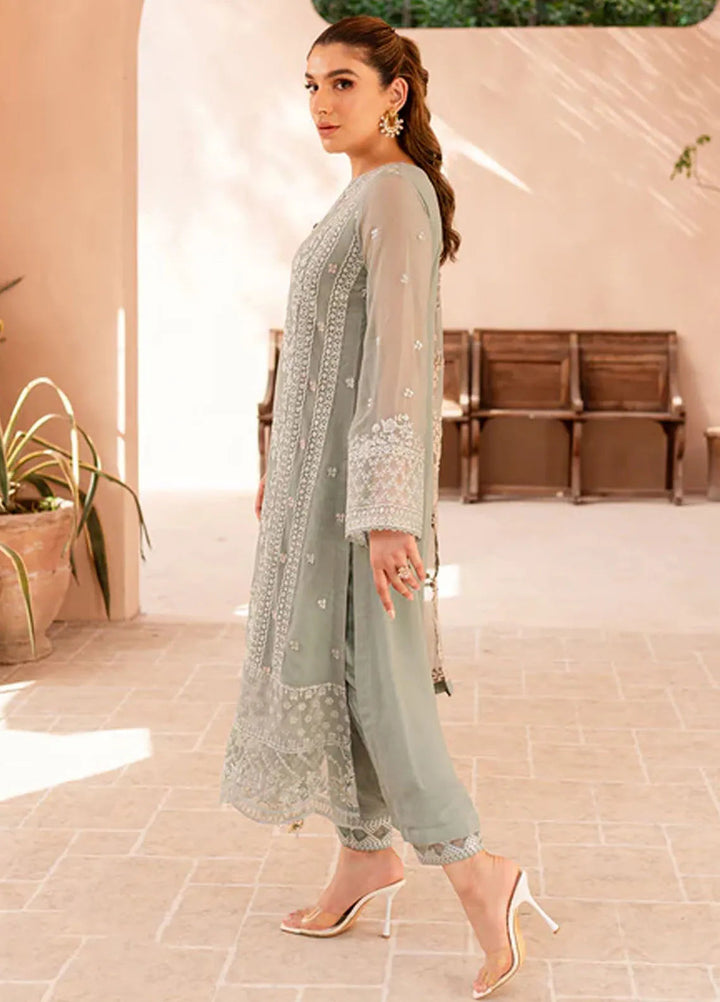 Ensembles By Azure  Embroidered Chiffon Suit Unstitched 4 Piece AZ24EF SSES-069 Sage Serenity - Festive Collection
