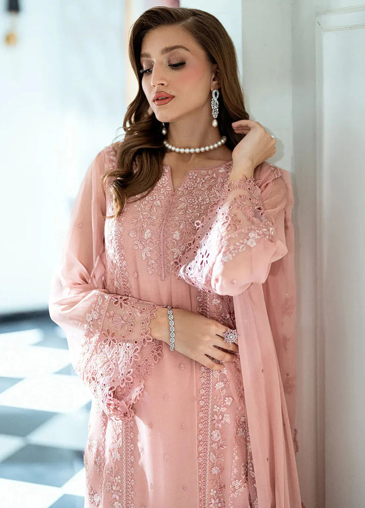 Ensembles by Azure Embroidered Chiffon Suits Unstitched 3 Piece AZU25ED Faded Blush - Festive Collection