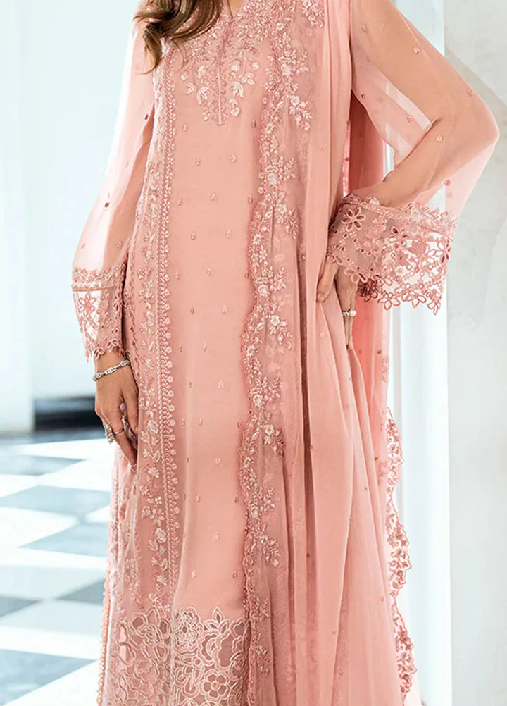 Ensembles by Azure Embroidered Chiffon Suits Unstitched 3 Piece AZU25ED Faded Blush - Festive Collection