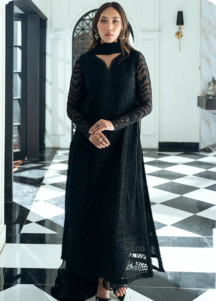 Ensembles by Azure Embroidered Chiffon Suits Unstitched 3 Piece AZU25ED Raven Drape - Festive Collection