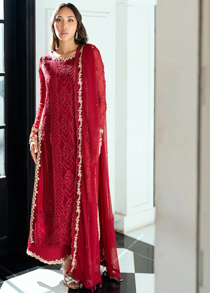 Ensembles by Azure Embroidered Chiffon Suits Unstitched 3 Piece AZU25ED Rouge - Festive Collection