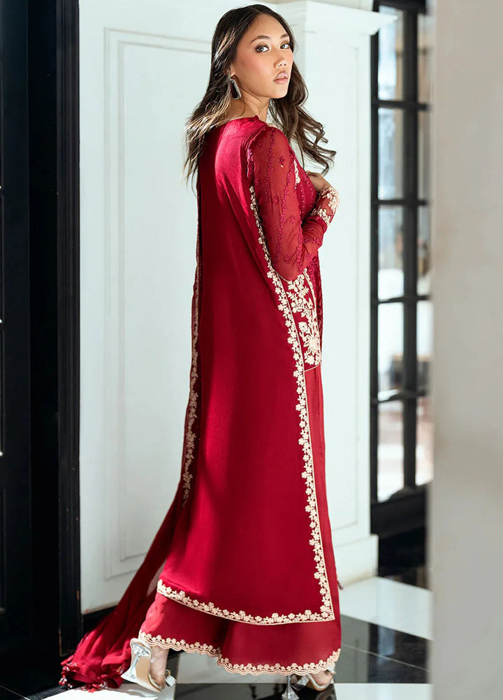 Ensembles by Azure Embroidered Chiffon Suits Unstitched 3 Piece AZU25ED Rouge - Festive Collection