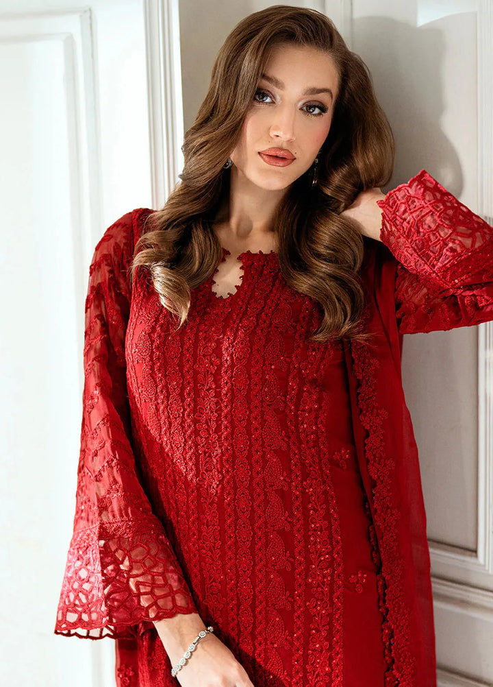 Ensembles by Azure Embroidered Chiffon Suits Unstitched 3 Piece AZU25ED Ruby Rose - Festive Collection