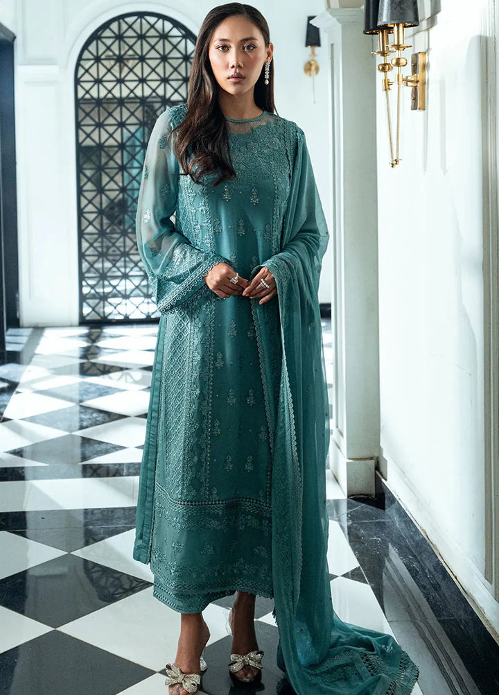 Ensembles by Azure Embroidered Chiffon Suits Unstitched 3 Piece AZU25ED Sage Mystery - Festive Collection