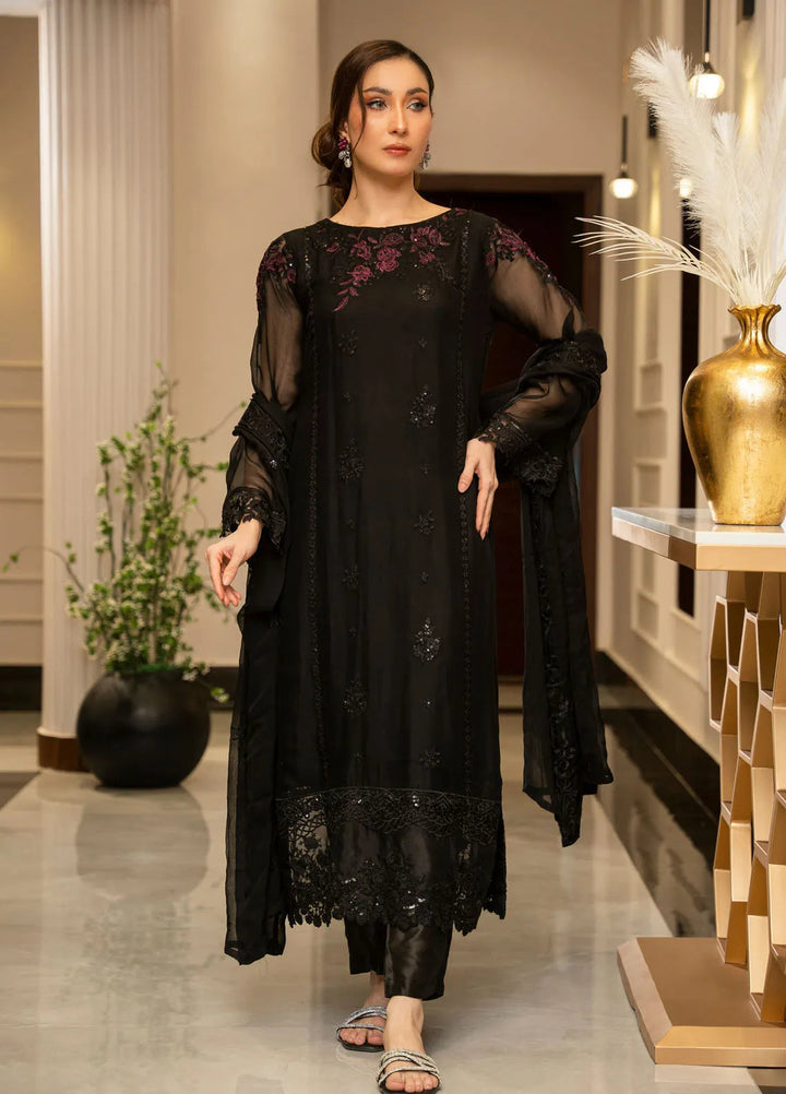 Ensembles by Zouj Embroidered Chiffon Suit Unstitched 3 Piece ZJ24EC ZJCH-013 - Festive Collection