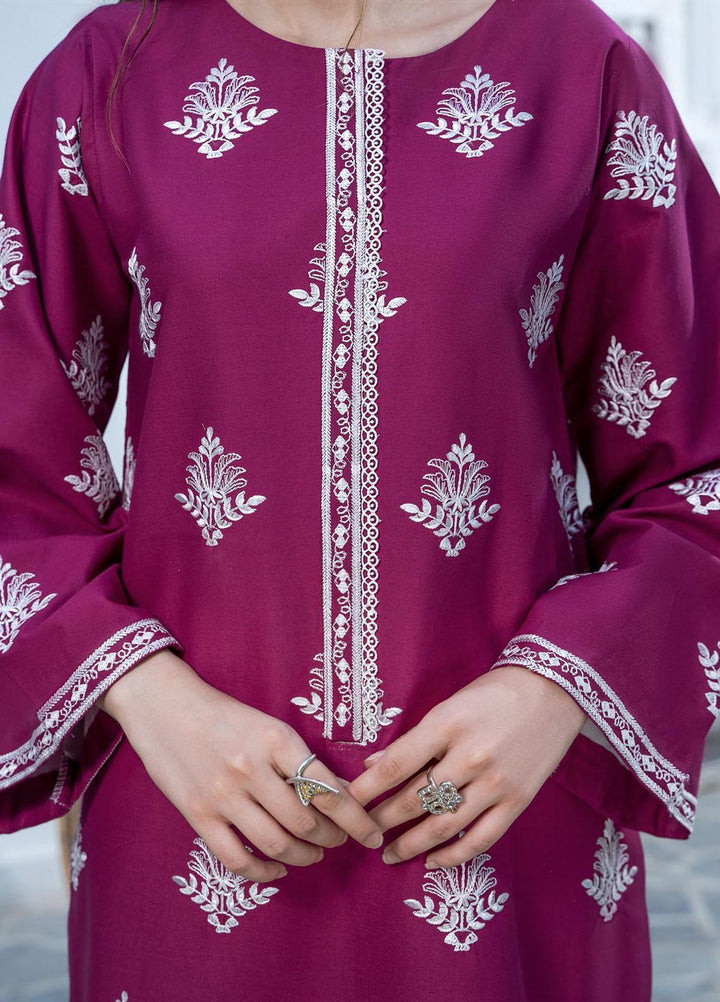 Esra Fashion Casual Pret Embroidered Lawn Kurtis D-05 PURPLE