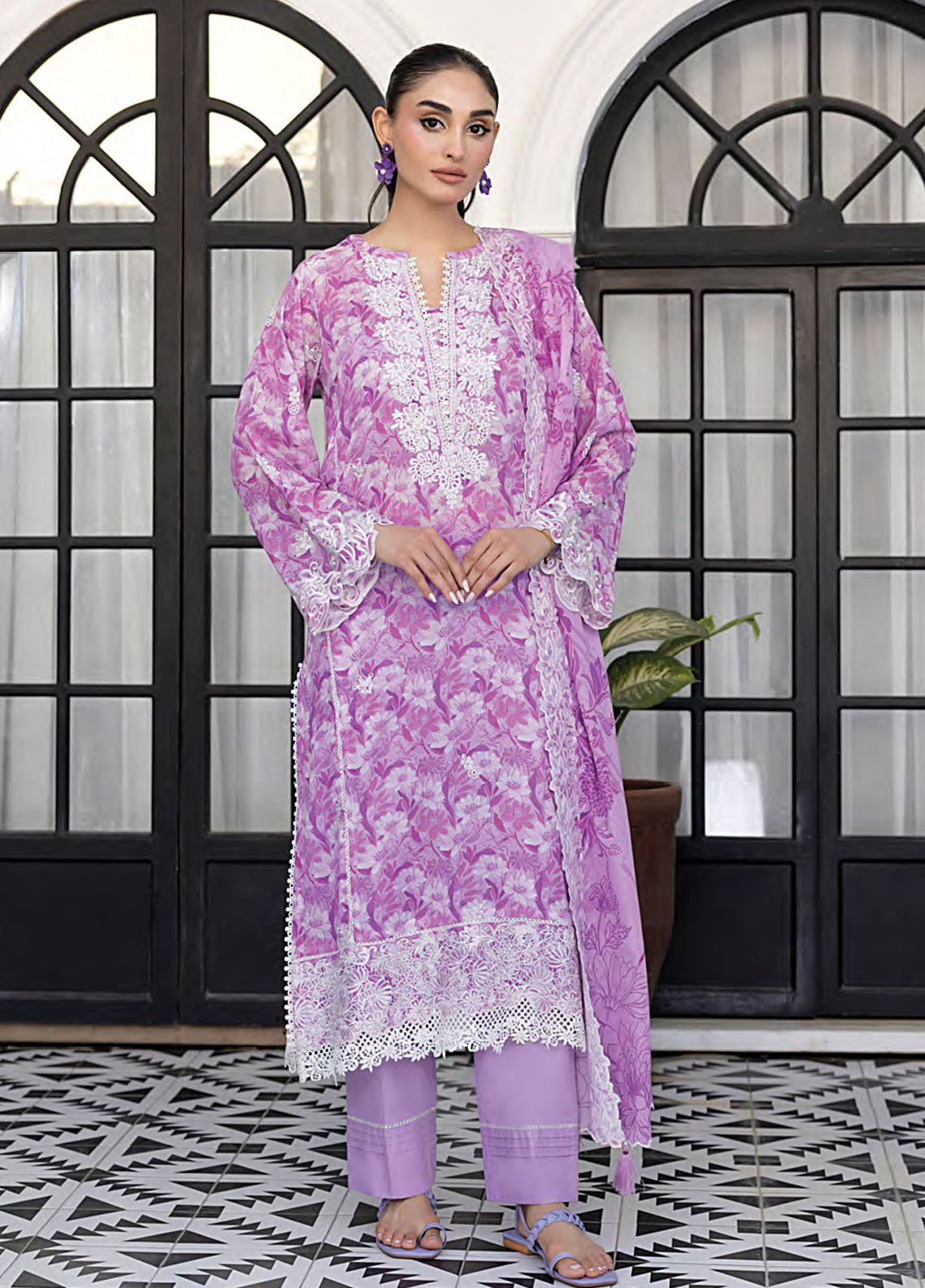 Elegance by Lakhany Unstitched Embroidered Chiffon Suits 4 Piece LSM25EC LG-RL-0021 - Festive Collection