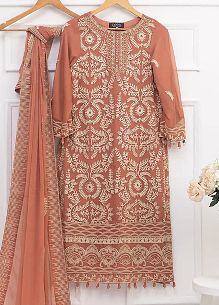 Ethereal Embellished By Cyanic Luxury Pret Embroidered Chiffon 2 Piece Suit Amber
