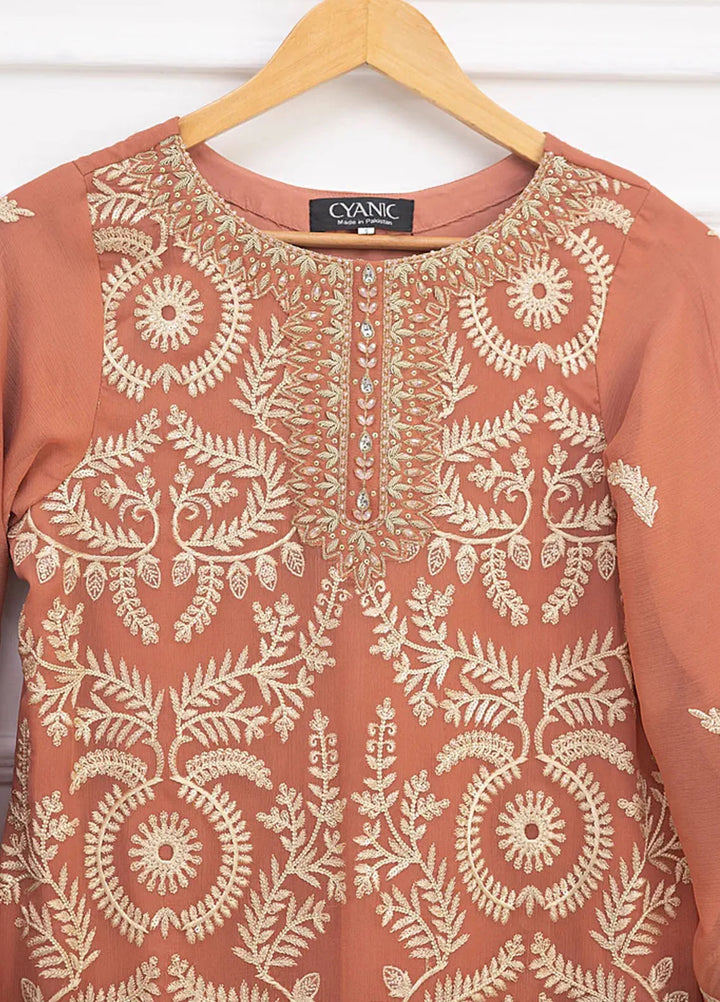Ethereal Embellished By Cyanic Luxury Pret Embroidered Chiffon 2 Piece Suit Amber