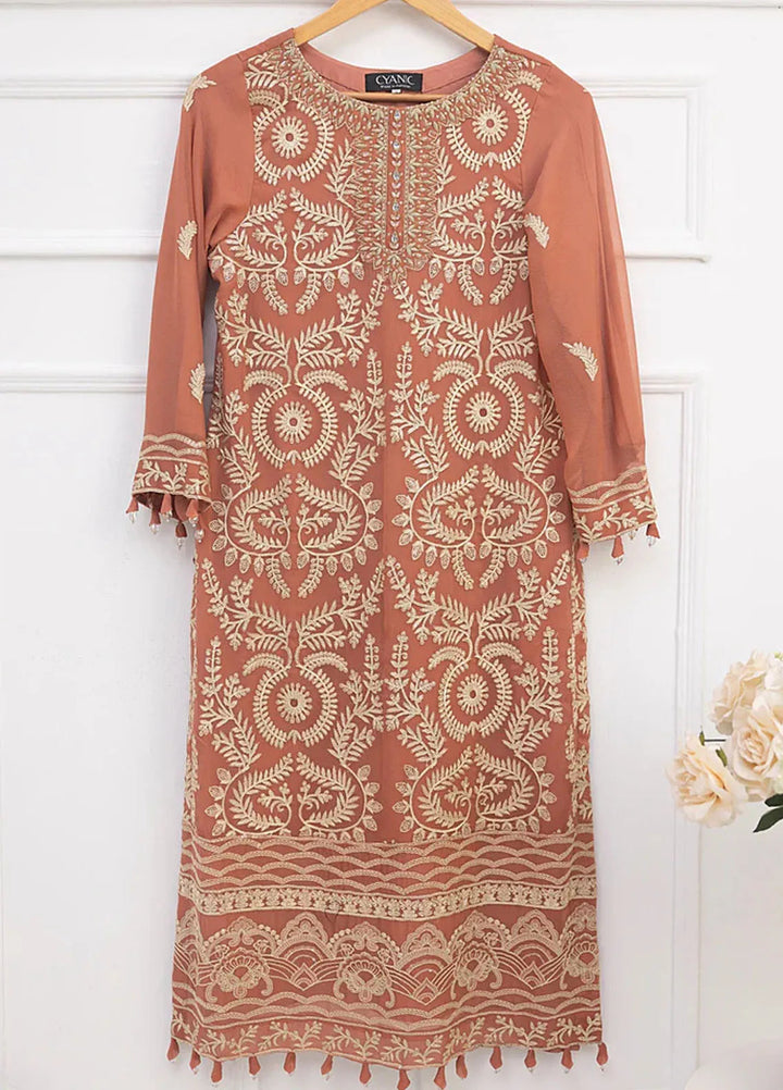 Ethereal Embellished By Cyanic Luxury Pret Embroidered Chiffon 2 Piece Suit Amber