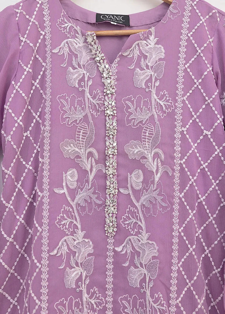 Ethereal Embellished By Cyanic Luxury Pret Embroidered Chiffon 2 Piece Suit Lilac