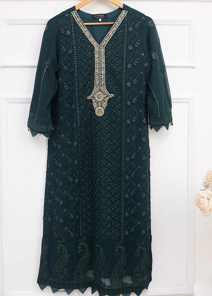 Ethereal Embellished By Cyanic Luxury Pret Embroidered Chiffon 2 Piece Suit Sage