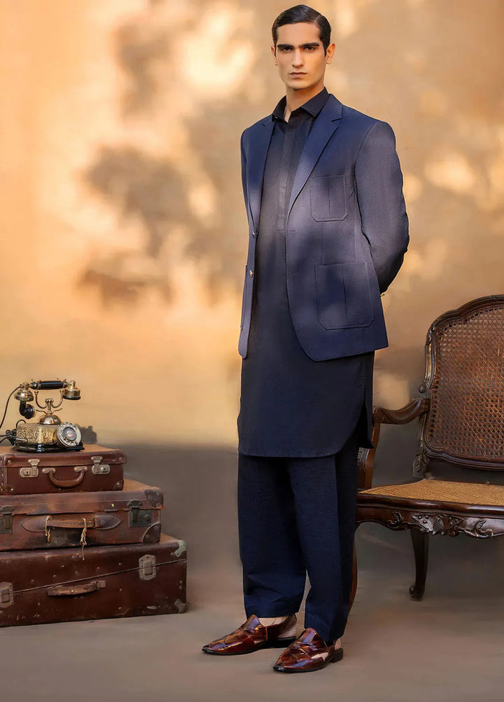 Fais Couture Linen Formal Mens Blazer Kurta Set Mughal Rumi