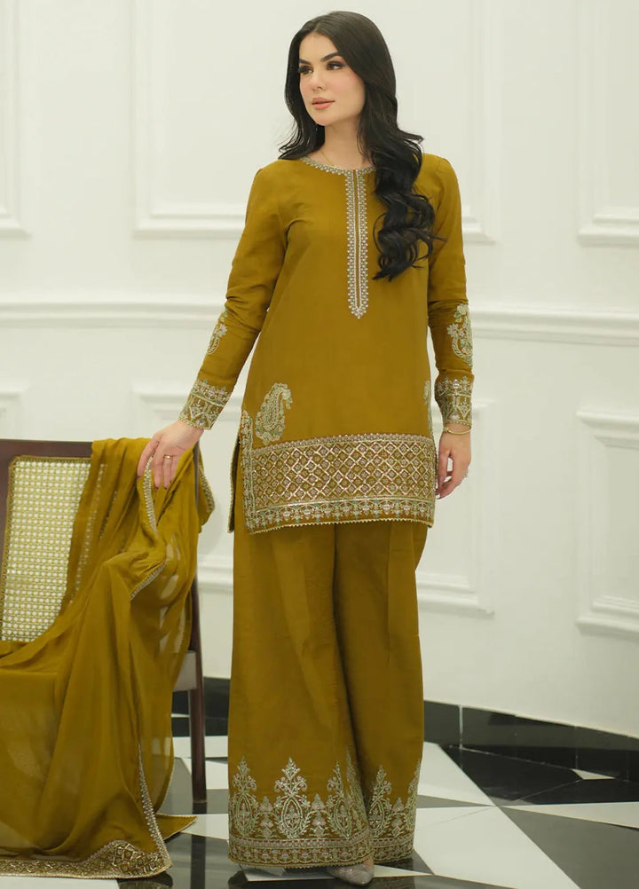 Faiza Faisal Pret Festive Raw Silk 3 Piece Suit Mehru