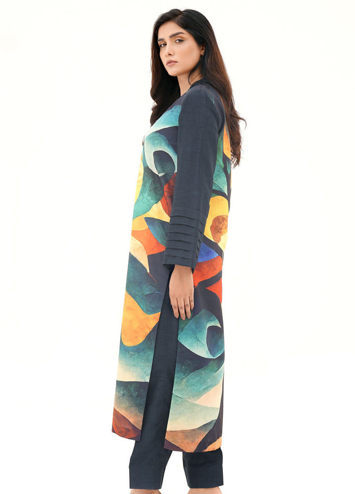 Farah Agha Pret Printed Silk 2 Piece Suit Root