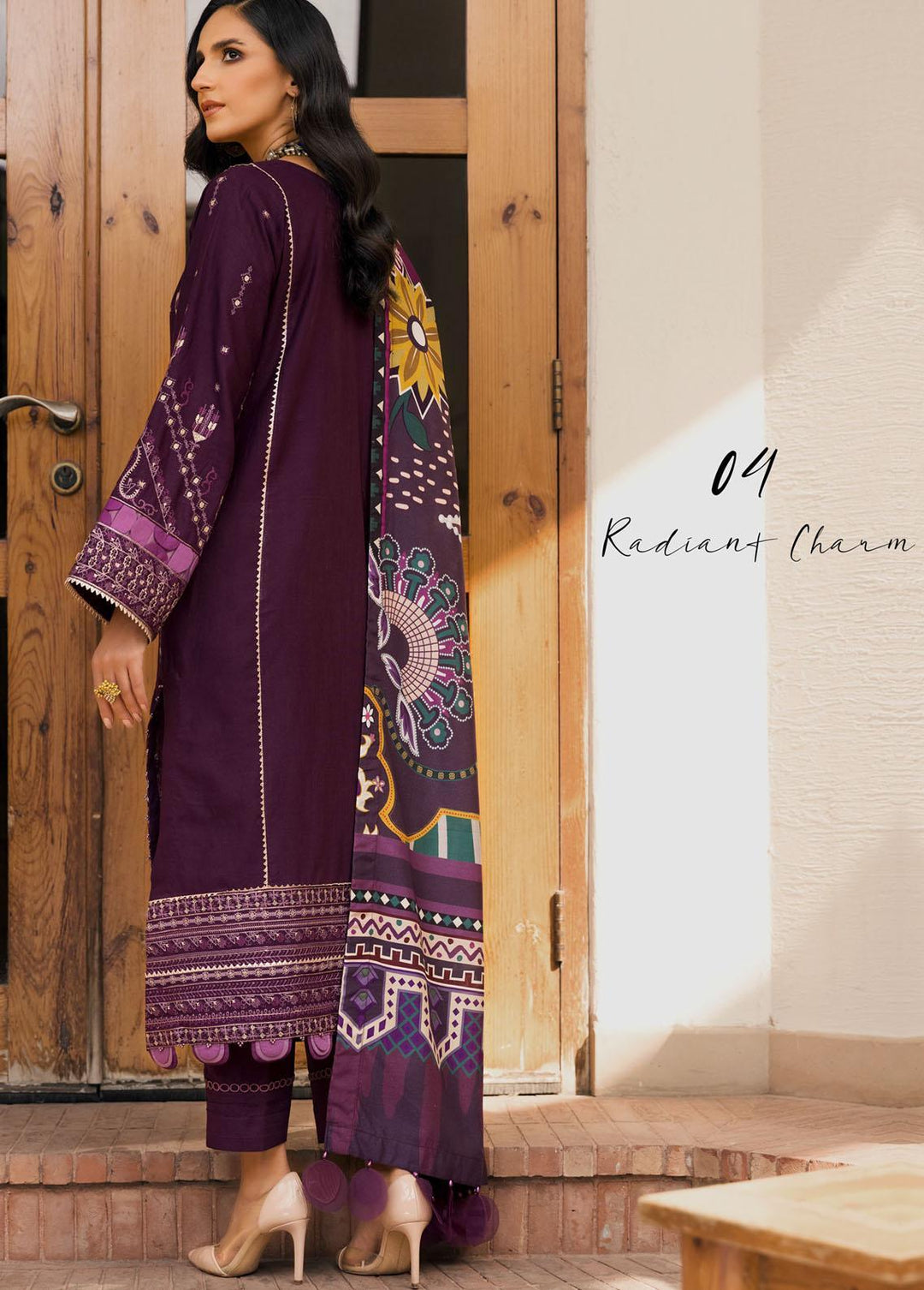 Farasha Embroidered Khaddar Suits Unstitched 3 Piece FSH21K 04 Radiant Charm - Winter Collection